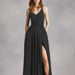 V Neck Halter Gown with Sash